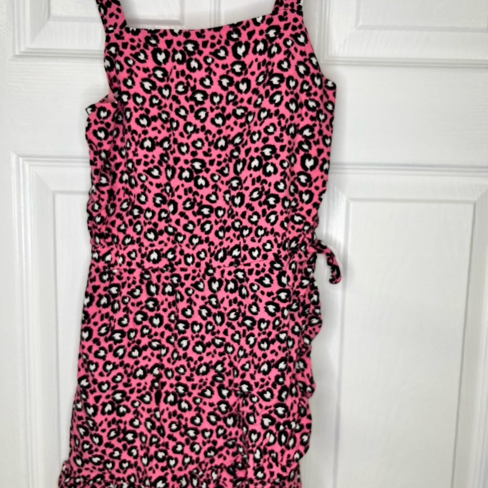 Girls Leopard Print Romper Size 8 Pink Summer Shorts Romper